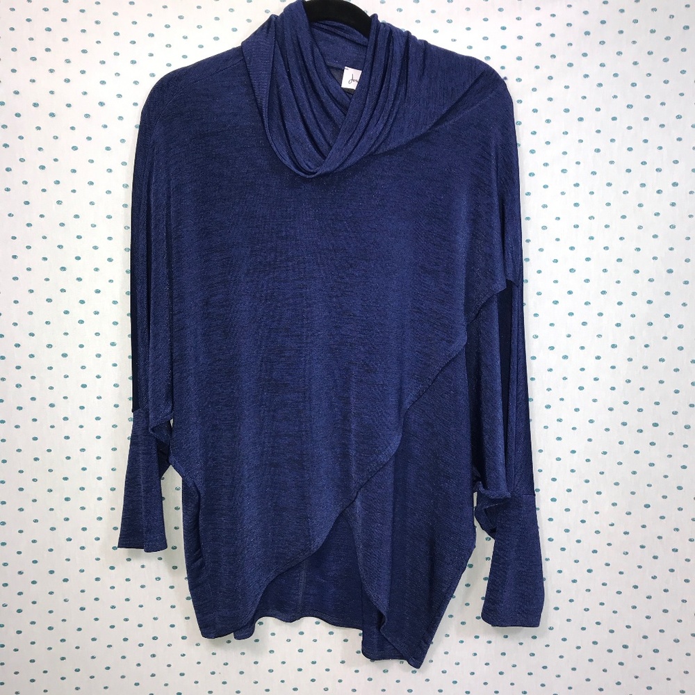 Joseph Ribkoff Blue Cowl Neck 3/4 Sleeve Blouse